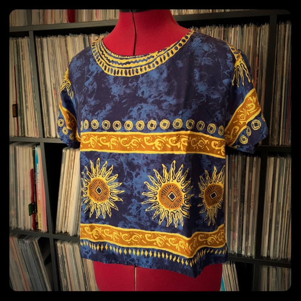 Vintage Blue and Yellow Top